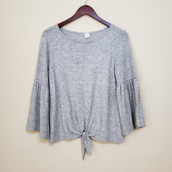 CAUTION TO THE WIND Front Tie Sweater - Picture 1 of 6